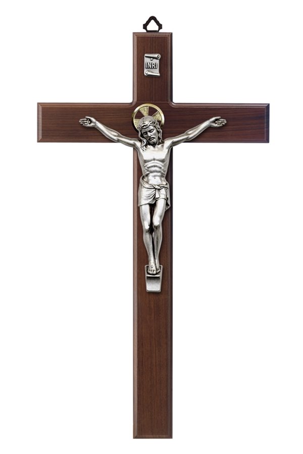 AMONIDA Croix Catholique en Métal d'alliage de Zinc de Crucifix de Mur  Vertical Fait Main pour Le Dessus de Table (Argent)