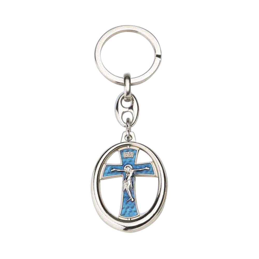 Porte-clés Croix Chrétienne En Acier Inoxydable - Gravure Verset Biblique, Cadeau Religieux Pour Homme Ou Femme