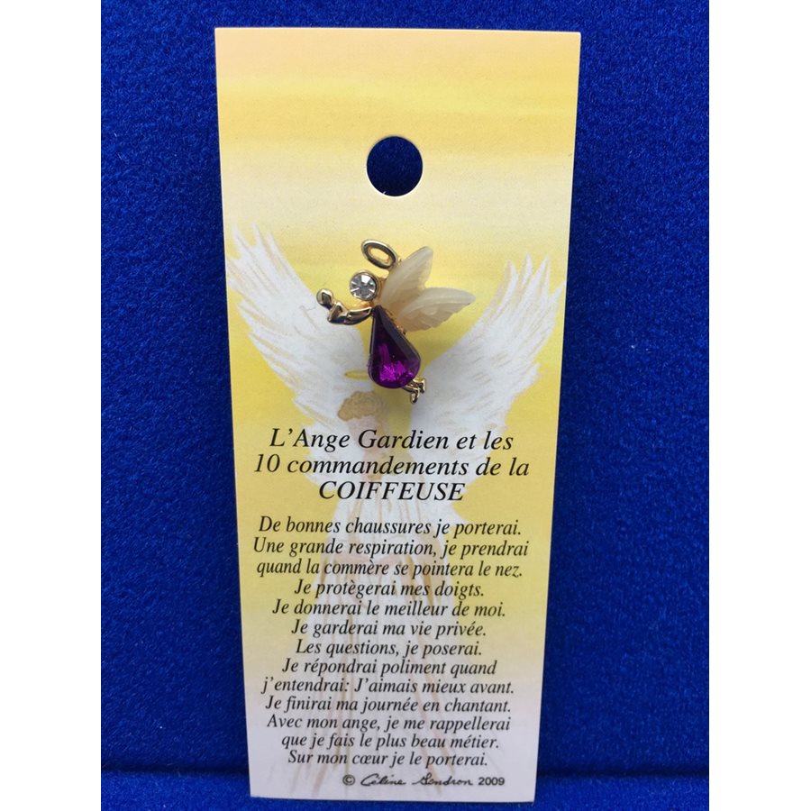 Lapel Pin Poem, Gardian Angel coiffeuse, French / ea