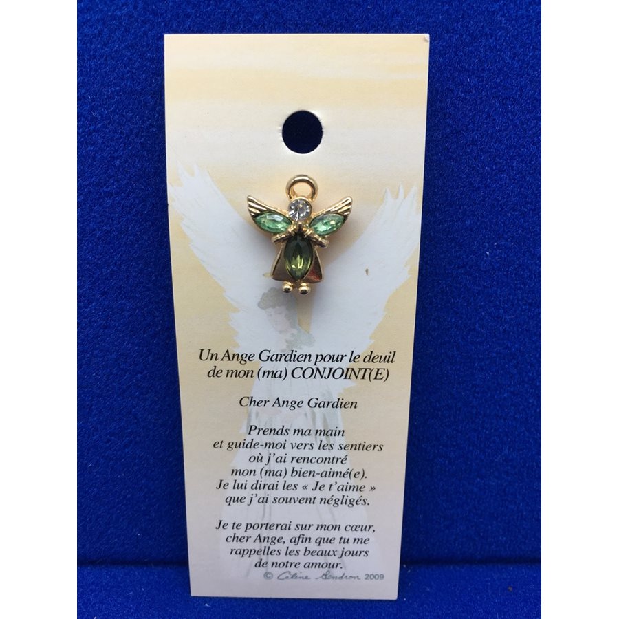 Lapel Pin Poem Gardian Angel Funeral deuil, conjoint, French