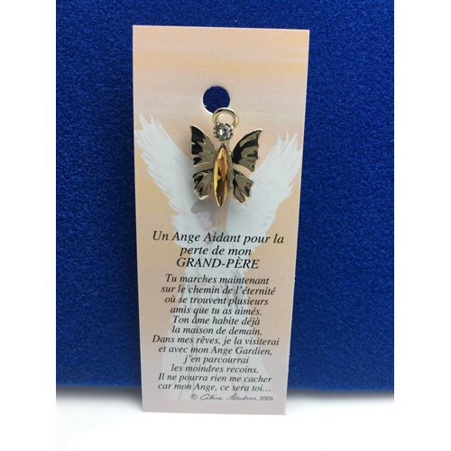 Lapel Pin Poem, Gardian Angel Funeral aidant, French / ea