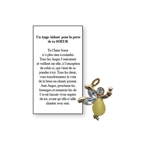 Lapel Pin Poem, Gardian Angel Funeral aidante, soeur, French