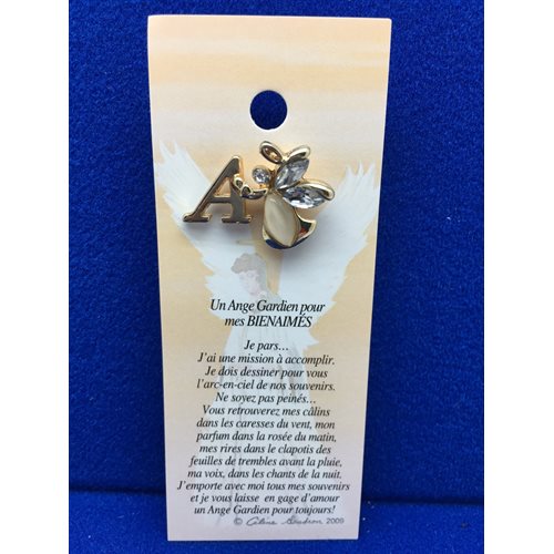 Lapel Pin Poem, Gardian Angel Funeral mes bien-aimés, French