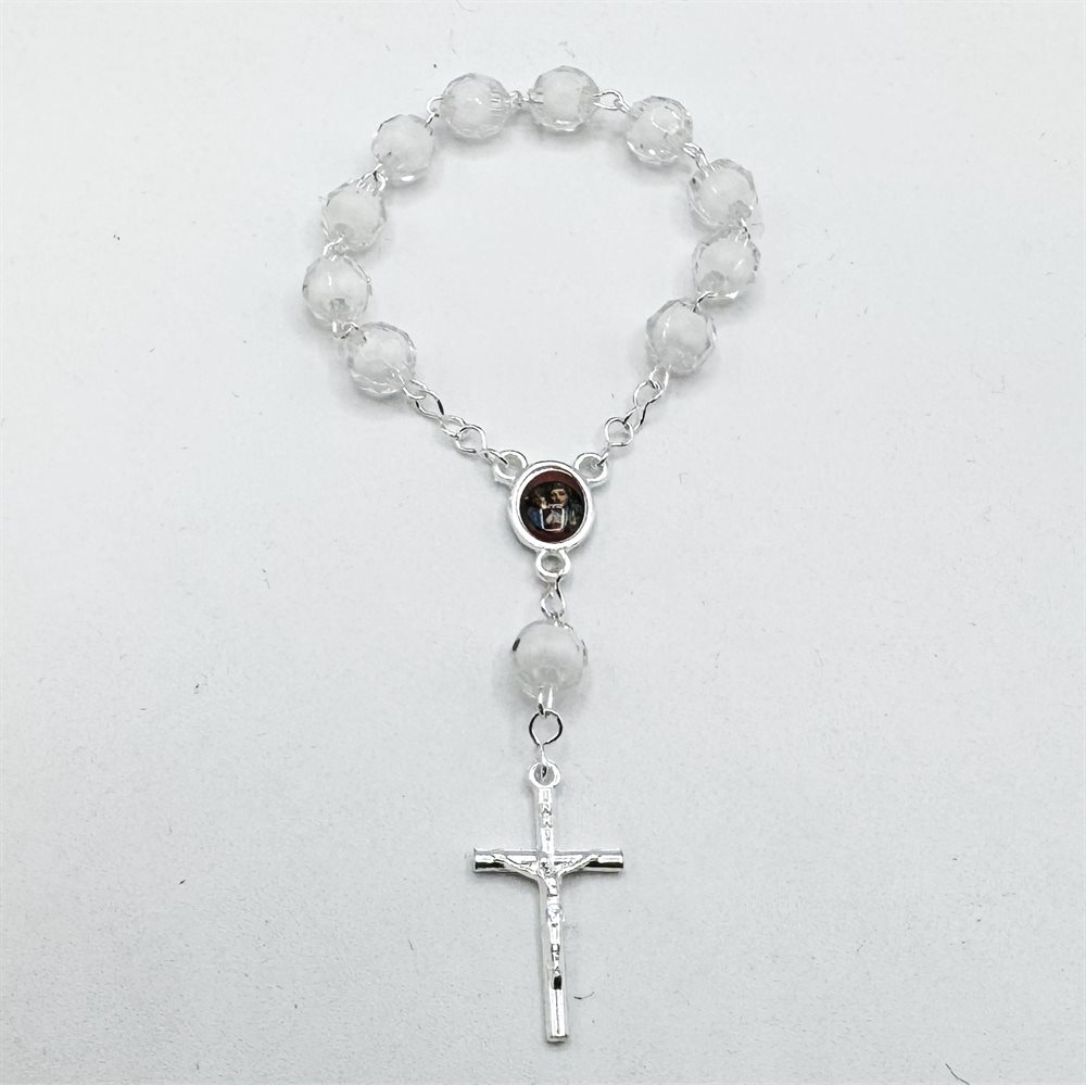 Saint Ann Decade Rosary, 8 mm acrylic transparent beads