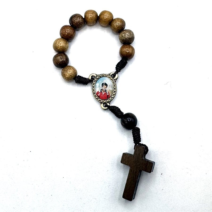 Dizainier Carlo Acutis, grains 8 mm bois naturel, corde