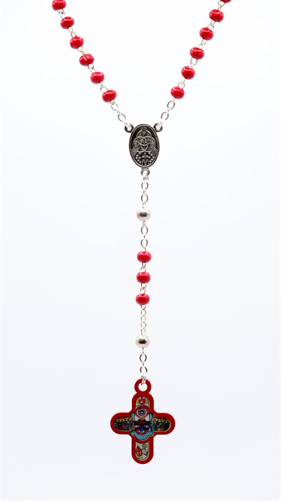 Confirmation Rosary, 5 mm beads, red