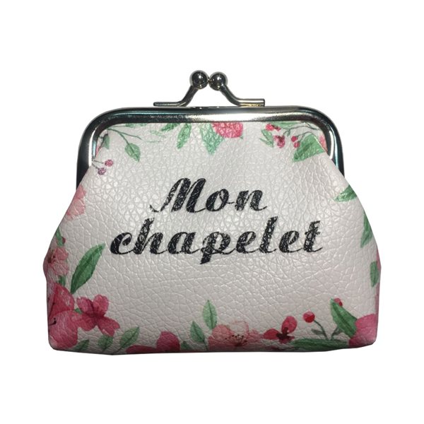 Porte-monnaie, chapelet, tissu floral, 10 cm, Français Porte-monnaie, chapelet, tissu floral, 10 cm, Français