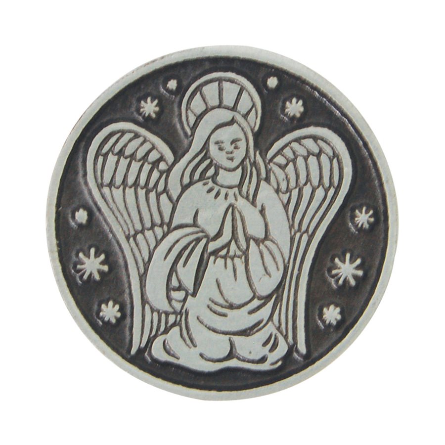 "Guardian Angel" Pocket Token, Pewter, 1¼"", English / ea