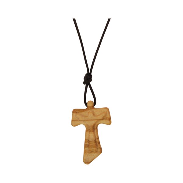 Olive Wood Tao Cross Pendant, Raised Corpus, 13"