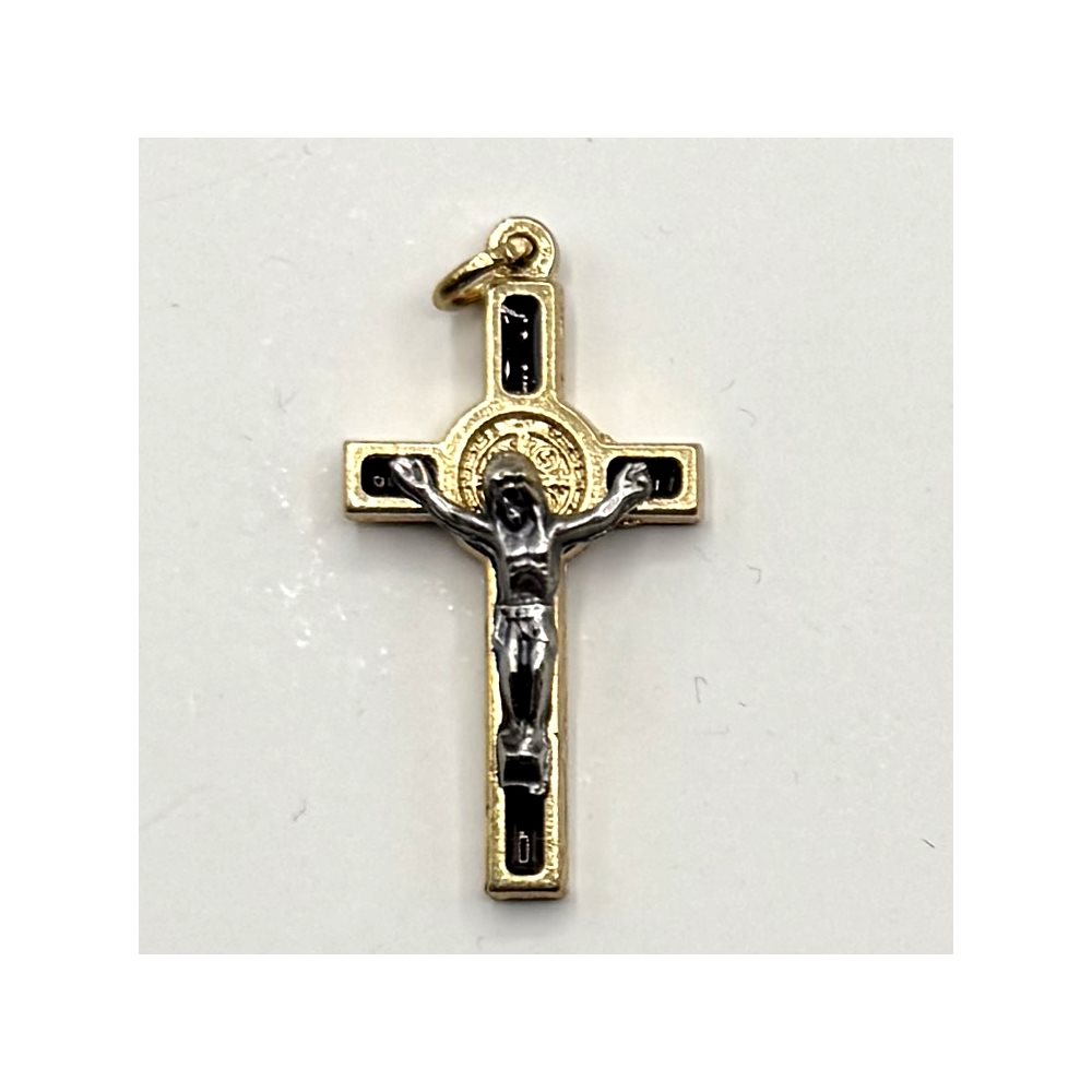 Croix Saint Benoit 4 cm doré / email marron Croix Saint Benoit 4 cm doré / email marron