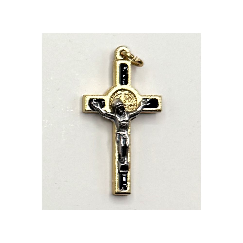 St. Benedict Cross 4 cm, gold / black enamel