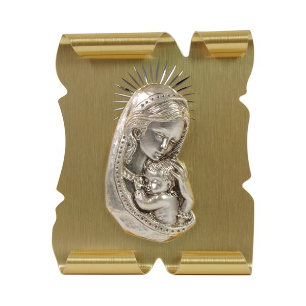Plaque « Vierge et Enfant » dorée, 7,5 x 9 cm Plaque « Vierge et Enfant » dorée, 7,5 x 9 cm