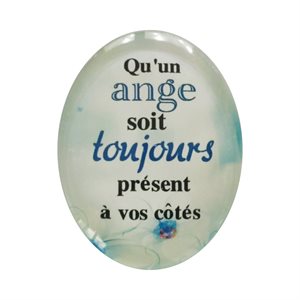 'Ange'' Oval-Shaped Glass Magnet, 2.5 x 1.85", French