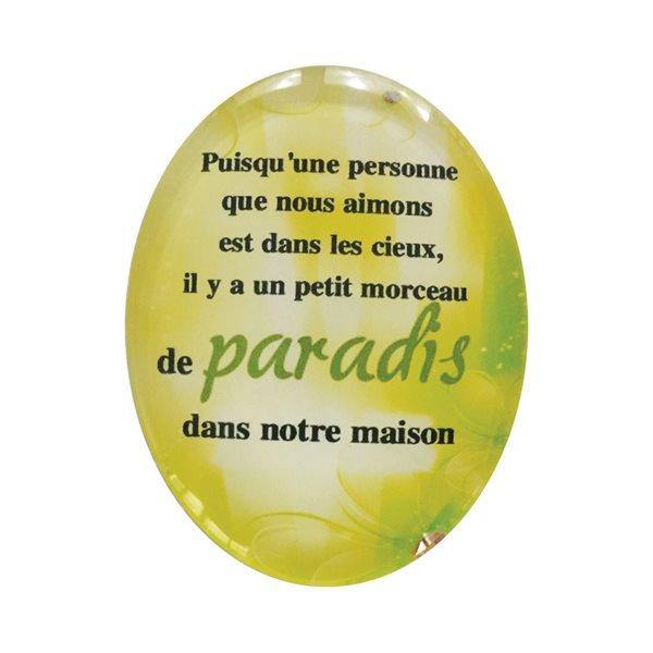 'Paradis'' Oval-Shaped Gl. Magnet, 2.5 x 1.85", French
