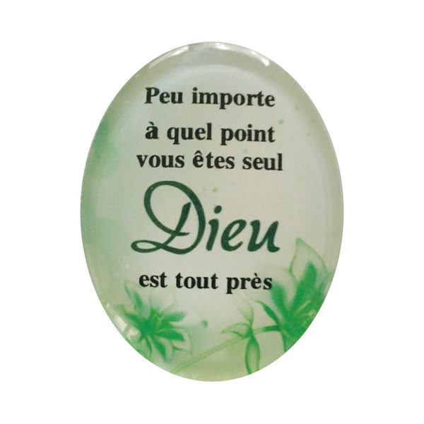 'Prière'' Oval-Shaped Gl. Magnet, 2.5 x 1.85", French