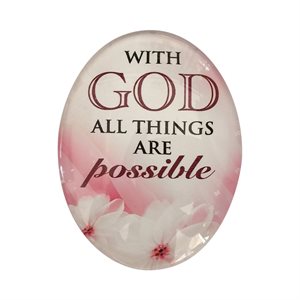 'God'' Oval-Shaped Glass Magnet, 2.5 x 1.85", English