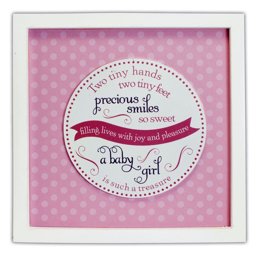 Frame " A baby girl ", wood, 8 x 8", English