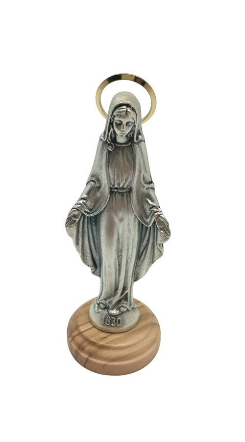 "Miraculous" Met.Statue, Olive Wooden Base, 4¾''