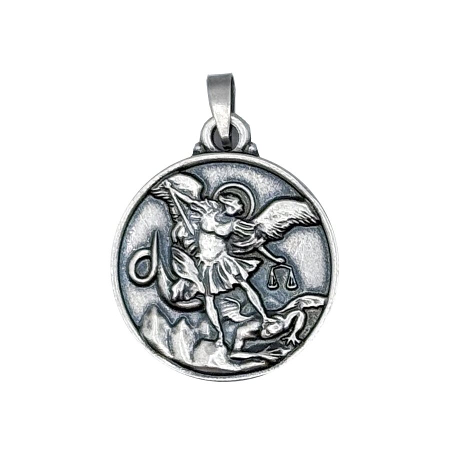 Jeton de poche médaille Saint Michel argenté, 3 cm