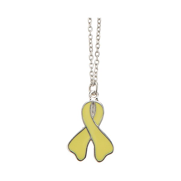 "Childhood Cancer" Silver & Yellow Pendant, 20"