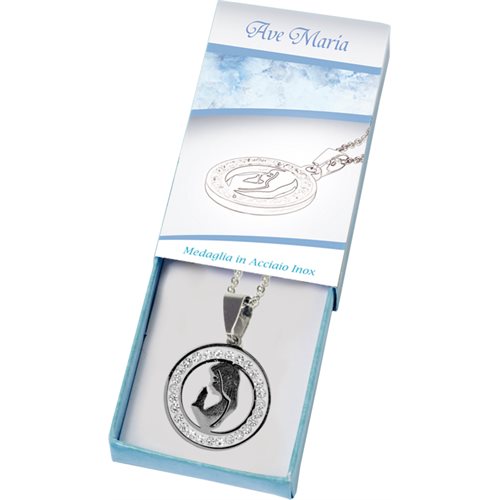 Chain and medal Ave Maria in box, 1.2"
