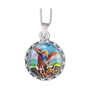 Silver chain, silver medal, St-Michael, 18''