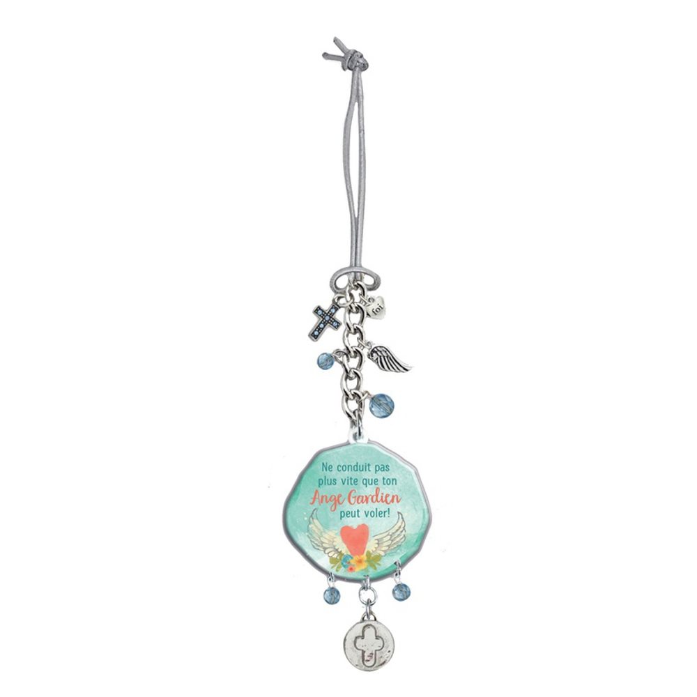 BOBIJOO JEWELRY - Mini Rosario Portafortuna Per Auto O Camion - Bracciale Con Croce E Rosa Bianca - Acciaio Inox Francese