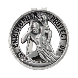 "St. Christopher" Pewter Sun Visor Clip, E
