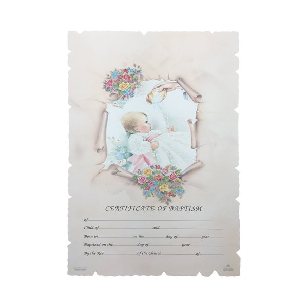 Certificat baptême pour filles, 7 x 10 1 / 2", Anglais / un Certificat baptême pour filles, 7 x 10 1 / 2", Anglais / un