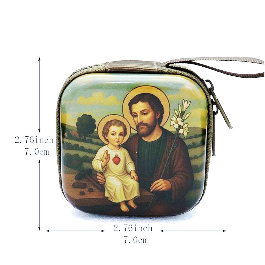 Étui à chapelet tissus et ferm. éclair, 7 x 7 cm, Joseph