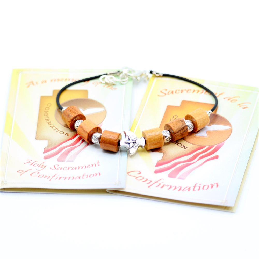 Confirma bracelet, wooden beads, black string, B