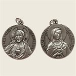 Sacred Hearts of Jesus & Mary Medal  /  token, 1 1 / 2'', oxidiz