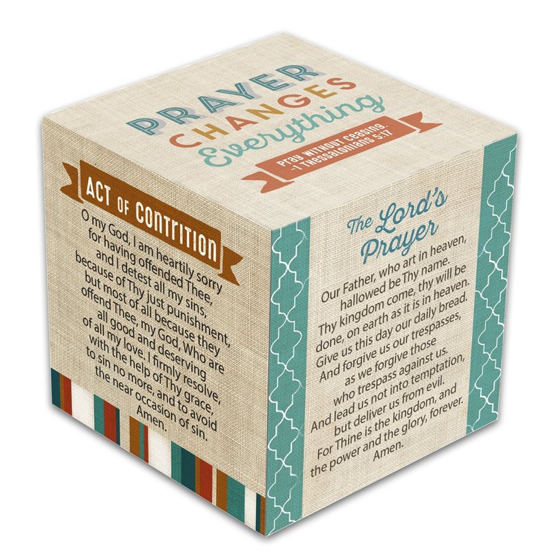 Wooden cube with prayer on each side, 3 x 3 ", English