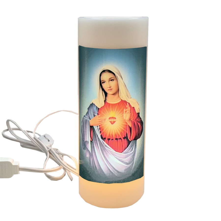 Veilleuse électrique Sacré Coeur de Marie, 3'' x 8'', 120 v