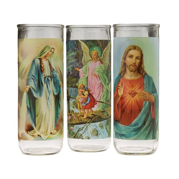 Assorted Picture Glass Candle Holders, 3 x 8¼" / dz