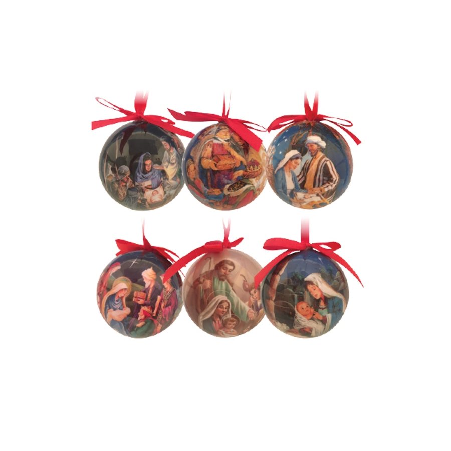 Set of 6 polyfoam christmas balls, 3''
