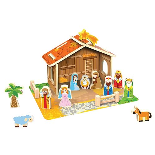 Nativity children wood set with shed