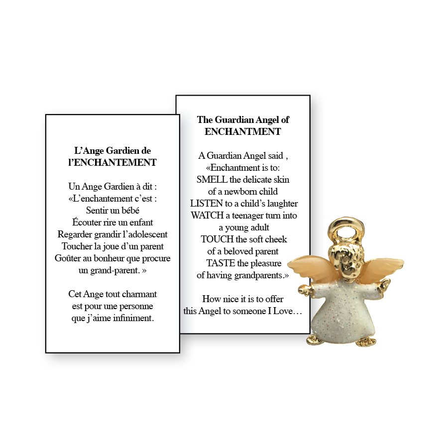Lapel Pin Poeme, Ange Gardien enchantement, Anglais Lapel Pin Poeme, Ange Gardien enchantement, Anglais