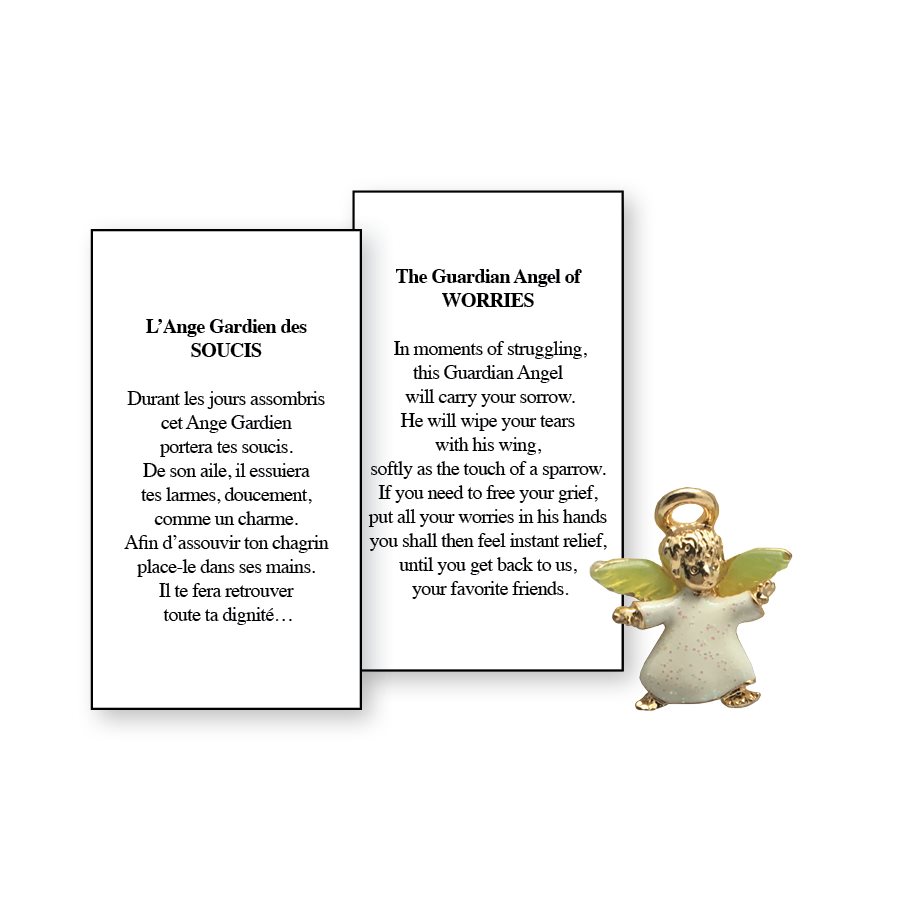 Lapel Pin Poeme, Ange Gardien soucis, Anglais Lapel Pin Poeme, Ange Gardien soucis, Anglais