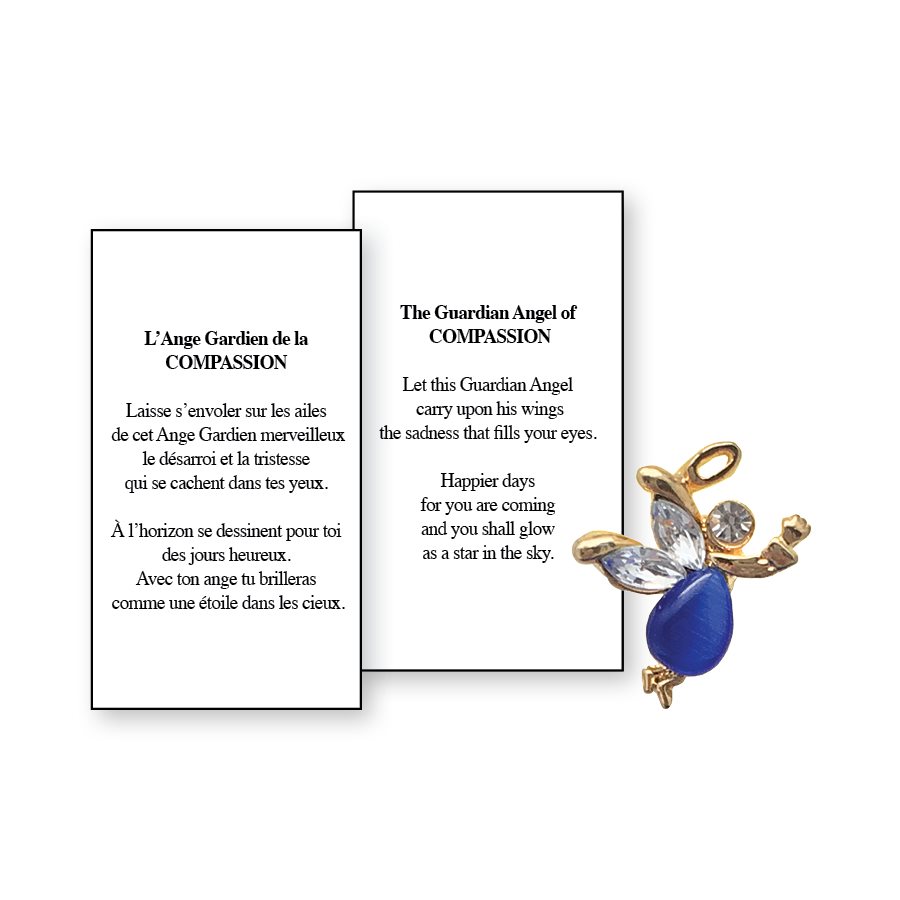 Lapel Pin Poeme, Ange Gardien compassion, Anglais