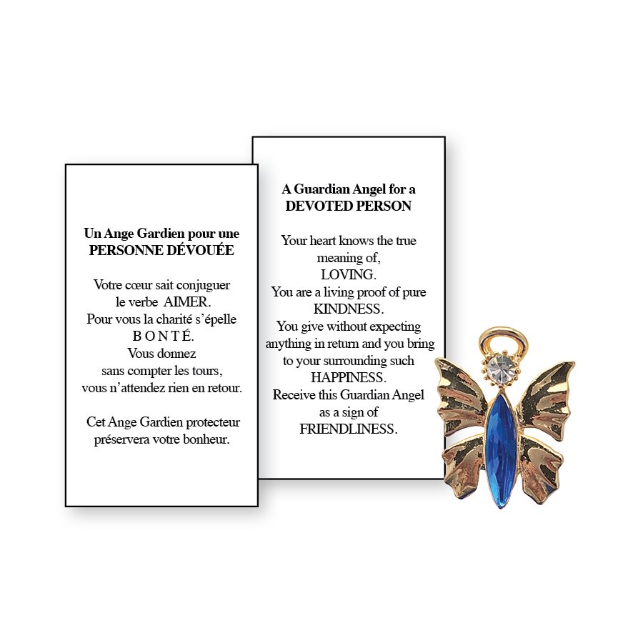 Lapel Pin Poeme, Ange Gardien personne dévouée, Anglais Lapel Pin Poeme, Ange Gardien personne dévouée, Anglais