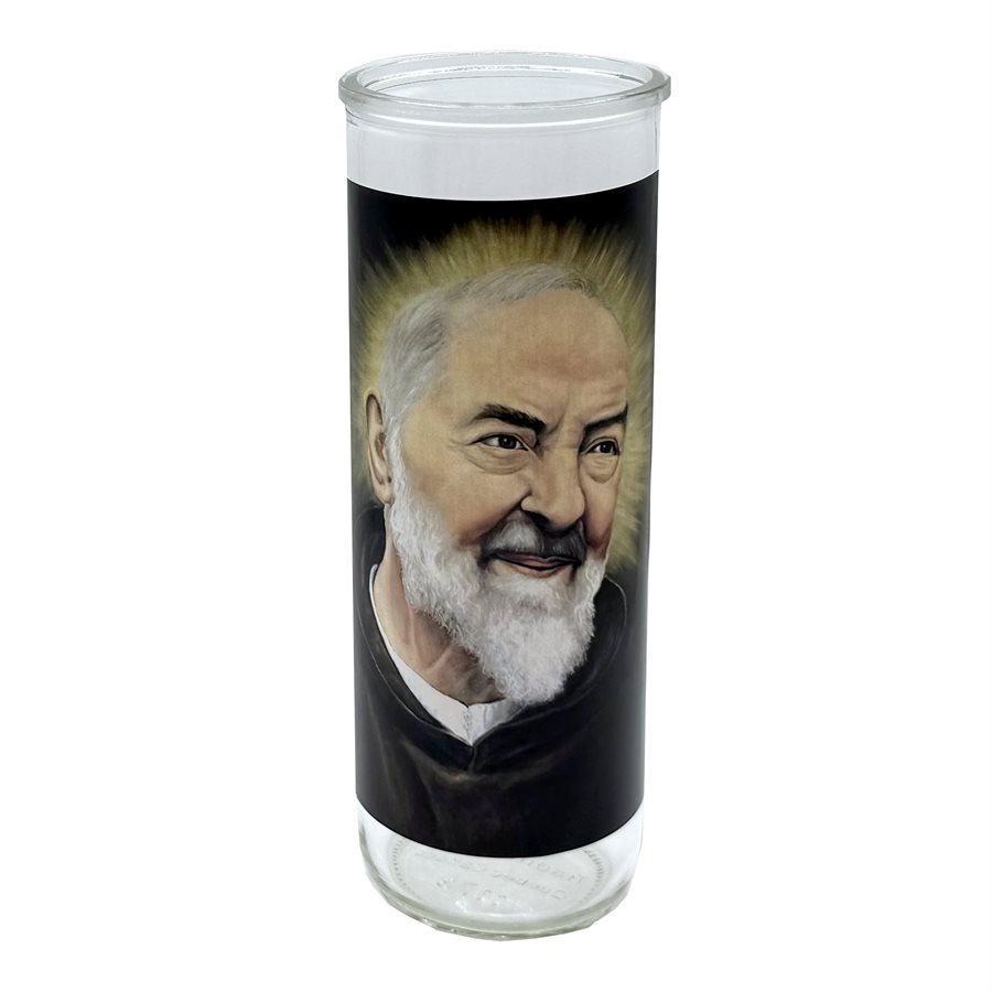 Padre Pio Glass Nova Candle Holders, 3 x 8¼" / un